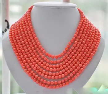 

Wholesale price 16new ^^^^8strands Real 6MM round pink coral bead necklace 16"-22"inch