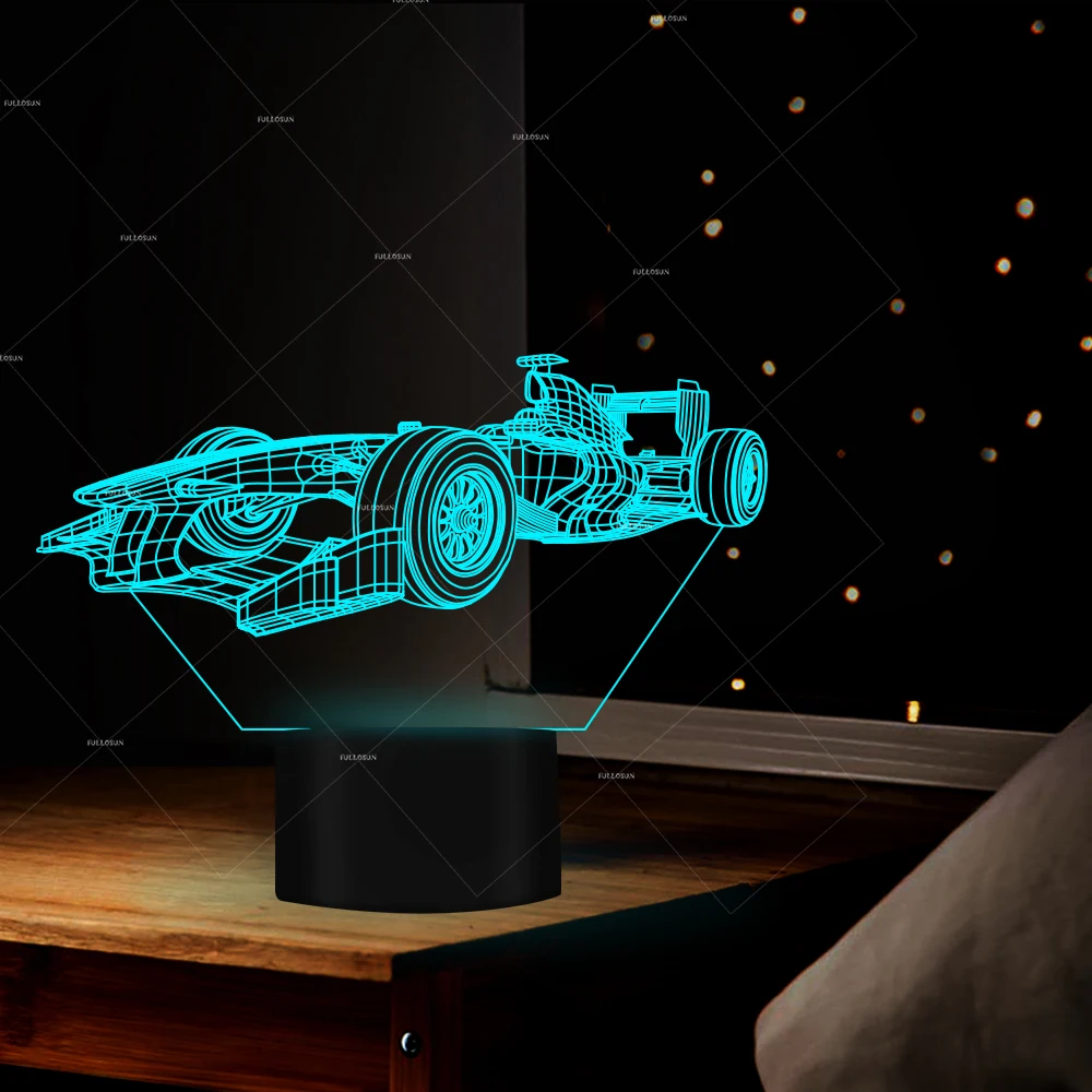 Супер ночник гоночный автомобиль USB светодиодный настольная лампа 3D Иллюзия Для детей F1 гоночный автомобиль стиль ночник как подарок для