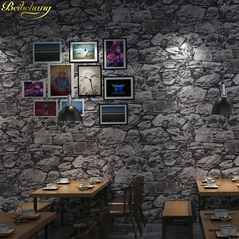beibehang Modern stone wallpaper cafe restaurant teahouse office study brick wallpaper 3d TV background wall papers home decor