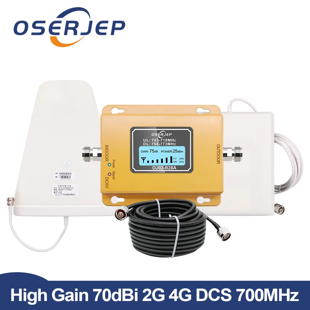 

Band 13 700mhz LCD Display Powerful 70dB Gain 4G LTE 700 Signal Repeater Amplifier Internet Log /panel antenna