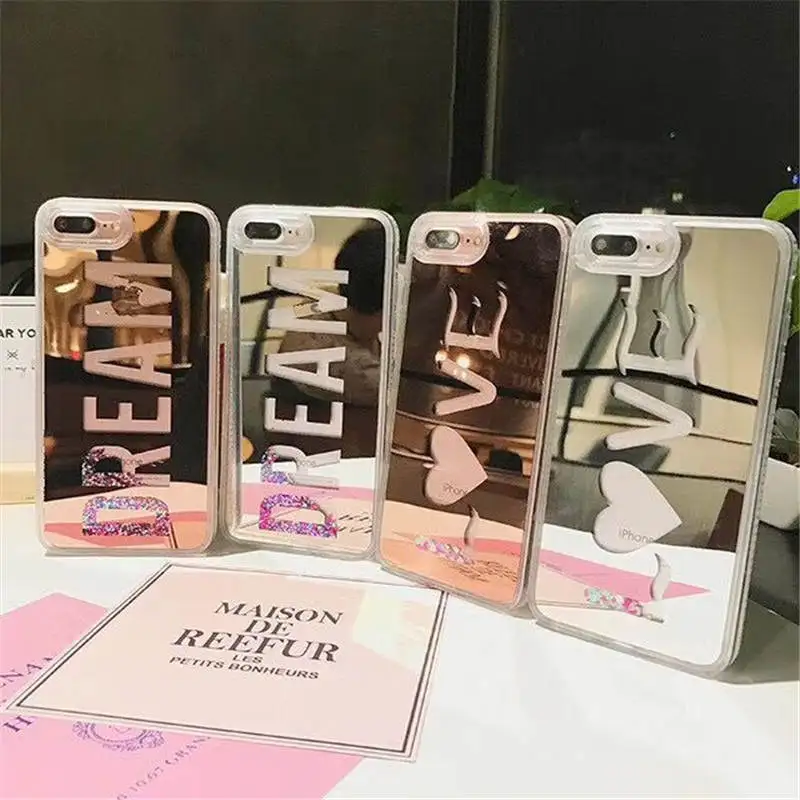 New Fashion Plated Mirror Soft Edge For Iphone 66S 6P 78 78plus X Xs Diamond Sand Shell Anti-Fall Cover |