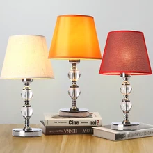 Современная Хрустальная настольная лампа для гостиной, спальни, декоративная настольная лампа, оранжевая/бежевая/красная маленькая настольная лампа