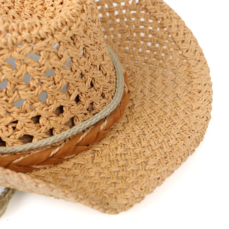 Лето, ковбойская шляпа в западном стиле для мужчин и женщин, соломенная шляпа с широкими полями, Солнцезащитная шляпа унисекс, пляжная шляпа от солнца