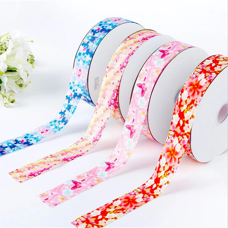 

5Yards/roll single face ribbon Japanese style flower Gift Wrapping DIY handmade Christmas/New Year/wedding gift/Party Decor