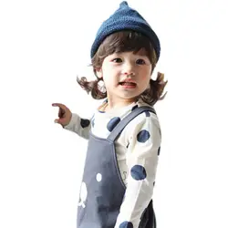 Для маленьких детей Повседневное футболка Блузка с длинными рукавами в горошек хлопковый топ
