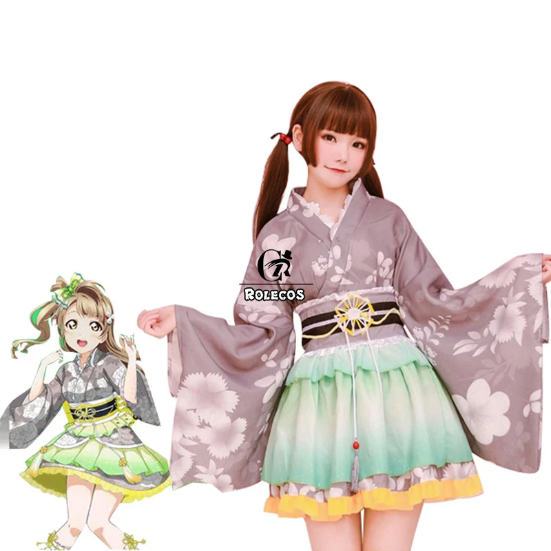 ROLECOS аниме Love Live Косплей Костюм Платье Tojo Nozomi Nico Yazawa Kotori Minami кимоно женское платье