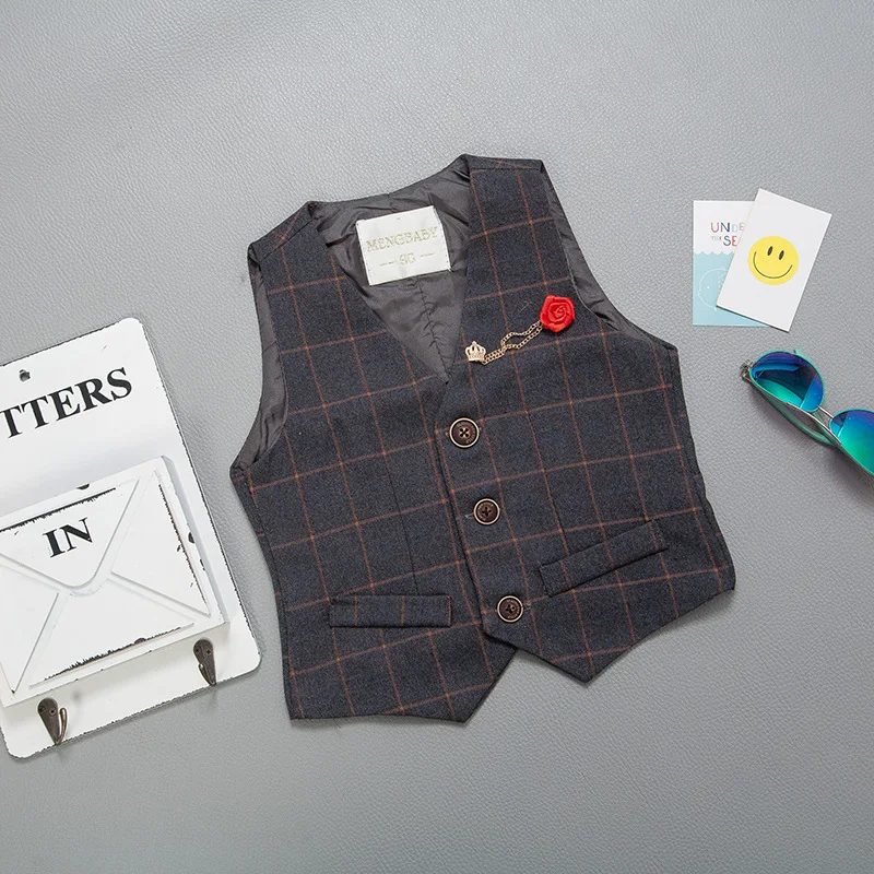 

Retail/wholesale Plaid Kids Vest 2018 new British Style Child Vest 2-10 years Old Baby Gentle Sleeveless Garment