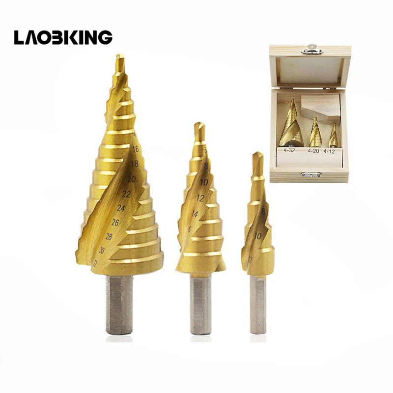 

3/pcs 4-12/20/32mm HSS Spiral Grooved Center Drill Bit Solid Carbide Mini Drill Accessories Titanium Step Cone Drills