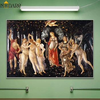 

La Primavea by Sandro Botticelli Roman Mythology Greatest Version Canvas Print Painting Poster Art Wall Picture for Home Decor