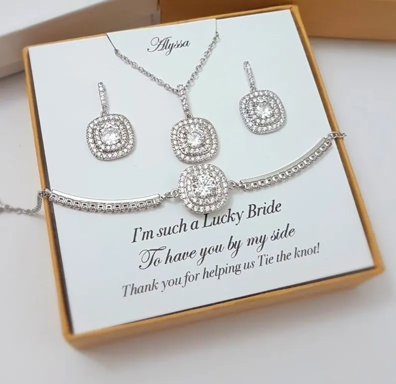

personalize crystal bridal bridesmaid Pendant Earrings necklace Jewelry sets Wedding Earrings Pendant Necklace Jewellery Gifts