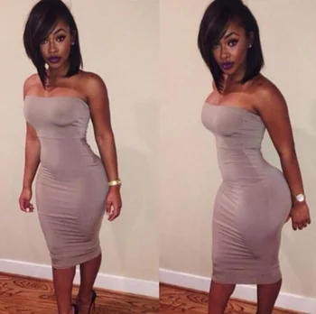 

Women Sexy Solid Strapless Dress for Women Summer Black Pink Bodycon Dressss Slim Knee Length Plus Size Dress Robe Femme Vestido