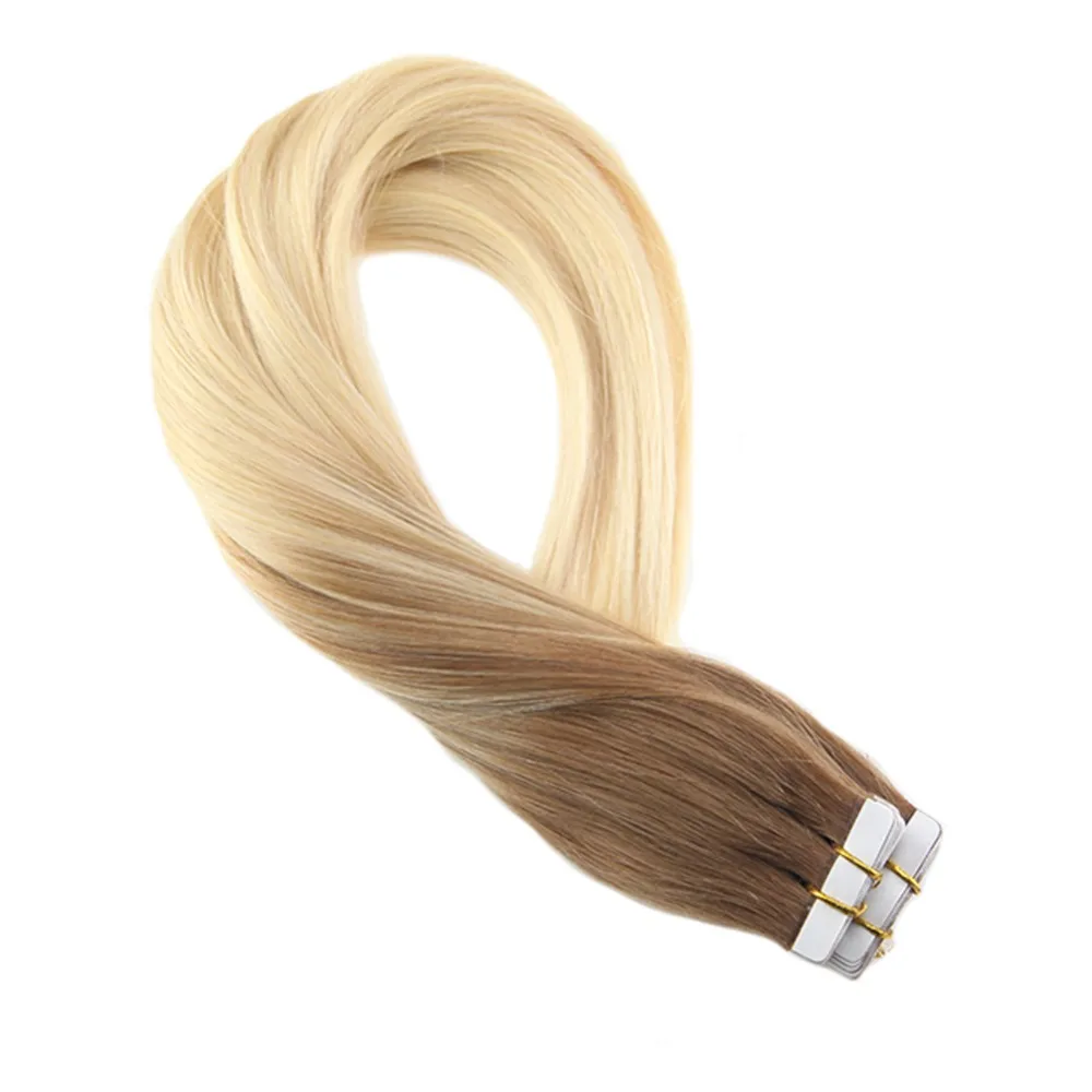 Moresoo лента в наращивание волос Balayage Омбре цвет коричневый #6 смешанный с блондом #613 настоящие Реми человеческие волосы расширения 50 г/50