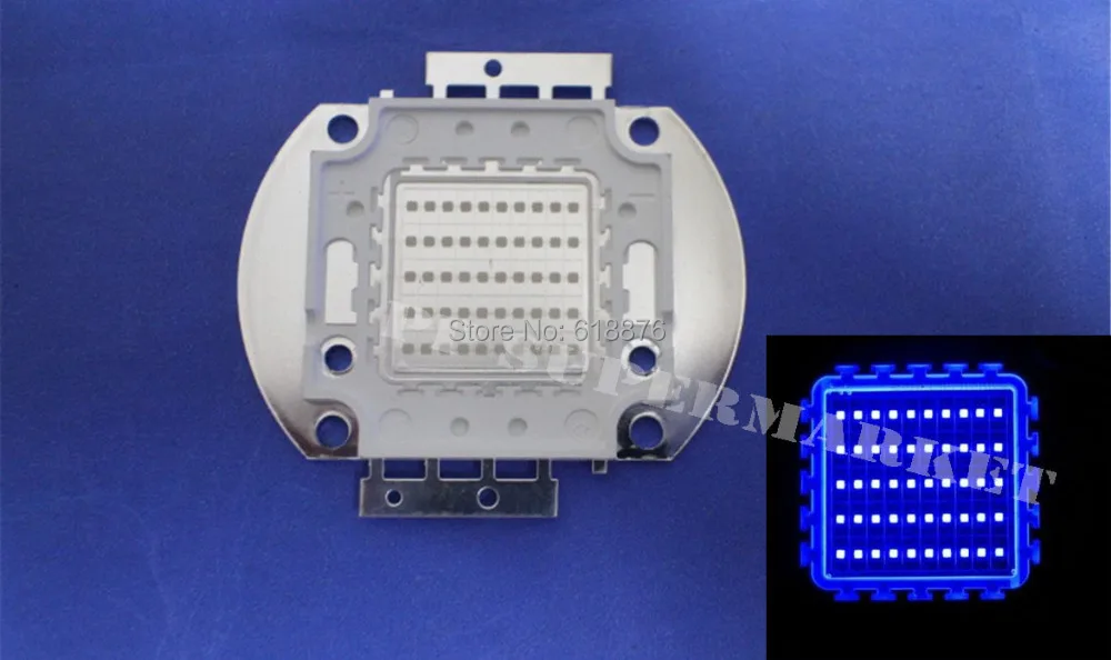 1Pcs 30W Watt High Power Royal Blue 440-450nm SMD LED Chip Blub Beads COB Lamp