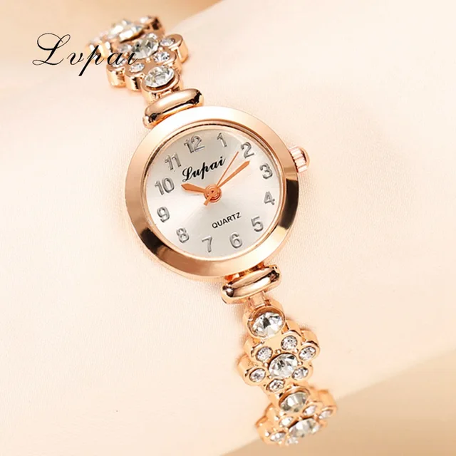 Lvpai Brand Fashion Watch Women Luxury Rose Gold Bracelets Wristwatch Crystal Qu Lvpai Brand Fashion Watch Women Luxury Rose Gold Bracelets Wristwatch Crystal Qu