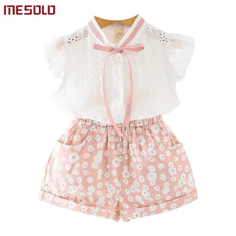 

MESOLO han edition 2018 summer hollow out leisure shirt shorts female children in two straight batch K4698 suit manufacturer
