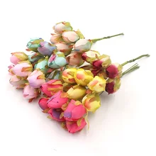 6 шт., искусственный цветок, шелк, роза, чай, бутон, букет, свадебный букет, для шляп, сделай сам, Рождественский орнамент, венок, скрапбук, цветок