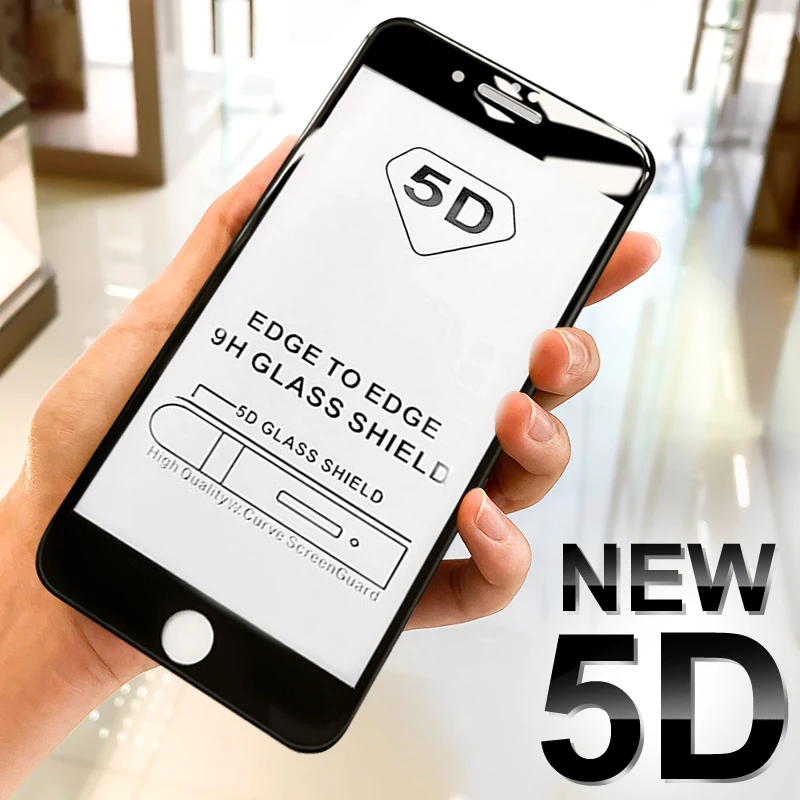 RHR 5D Защитное стекло для экрана для iPhone 6 6s 7 Plus полное покрытие закаленное стекло для iPhone 8 7 X XS Защитная пленка для стекла