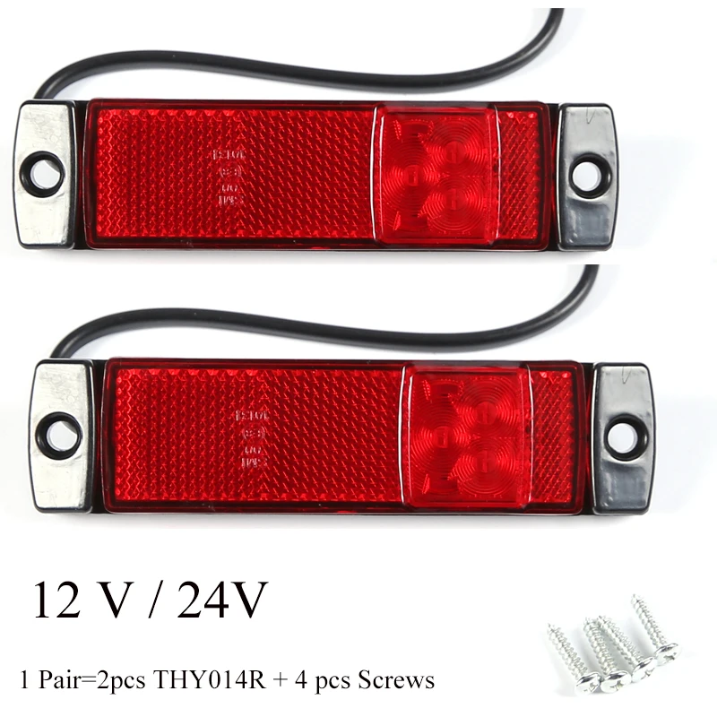 

2 PCS AOHEWEI 12 V 24V LED red side marker light indicator position led lamp sign light for tail light trailer light led truck