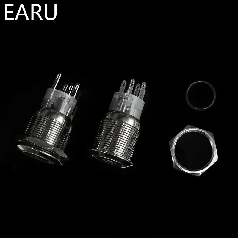 19mm LED Light Waterproof Metal Push Button Switch Momentary Latching Fixation Doorbell Horn Car Auto Engine Start PC Power
