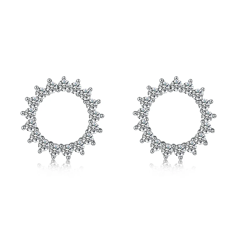 

Top Quality Cubic Zirconia CZ Zircon Crystal Circle Stud Earrings in White Gold / Gold Colors