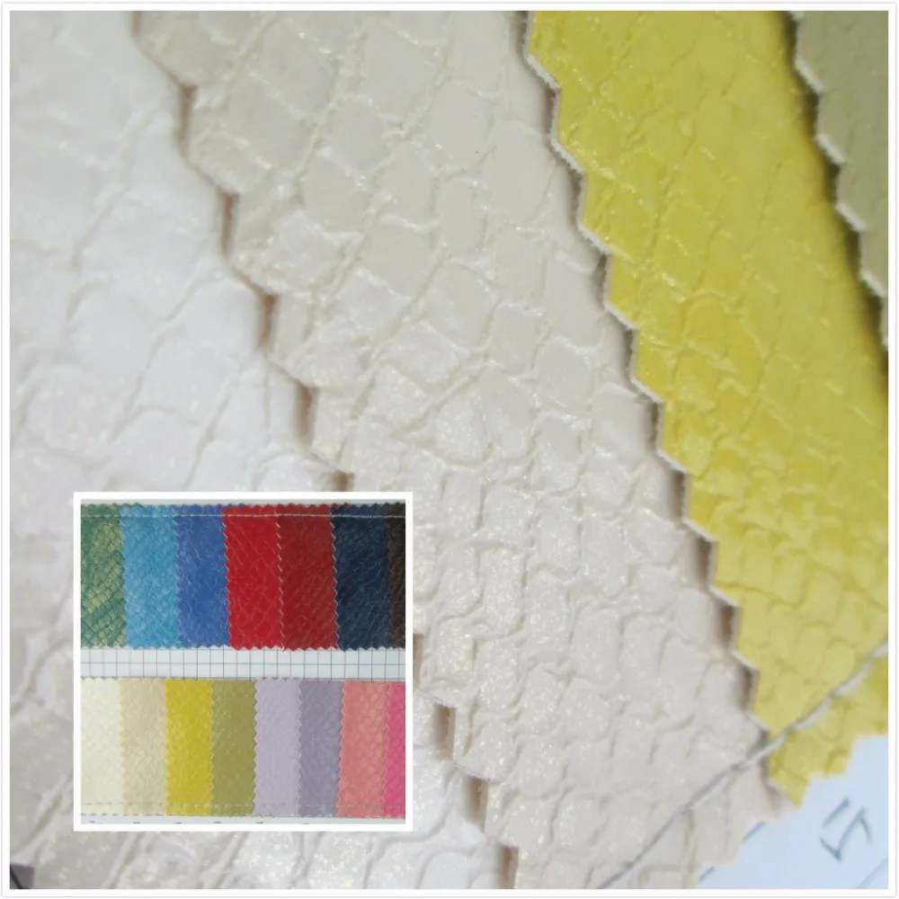 

Snake's scales style glossy semi pu synthetic leather fabric 17 color thick practical Suitable for bag clothing couro cloth