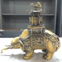 Bi001119 1" Тибет Бронзовый Феникс Дракона Статуя Слона Зун Пагода Курильница Курильница