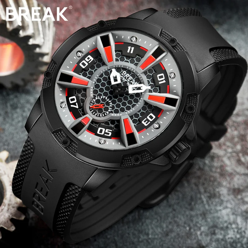 BREAK Watch Men Casual Fashion Luxury Top Brand Sport Rubber Starp Wristwatch Man Quartz Army Waterproof reloj Military Watches BREAK Watch Men Casual Fashion Luxury Top Brand Sport Rubber Starp Wristwatch Man Quartz Army Waterproof reloj Military Watches