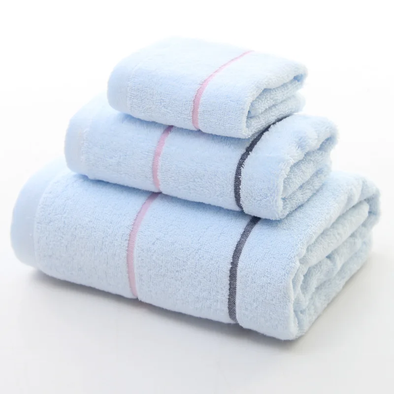 Набор полотенец из хлопка для ванной, полотенце для домашнего текстиля, безопасное пляжное полотенце для душа, полотенце для гостиницы, бизнес-подарки - Цвет: Three Pieces Set