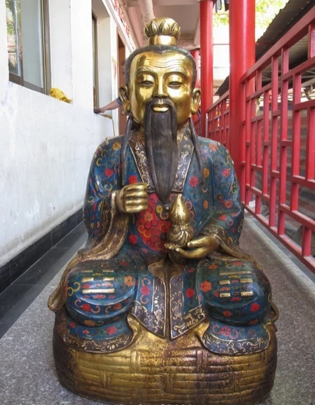 

bir 003604 39"China Bronze Gilt Cloisonne Taoism Founder Tai Shang Lao Jun Buddha Statue