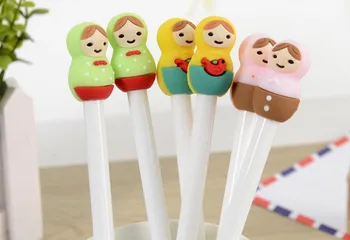 

korea creative russia kid gel Pen Ink Pen School prize Office writing Supply kawaii student Stationery black needle pen 48pc/lot