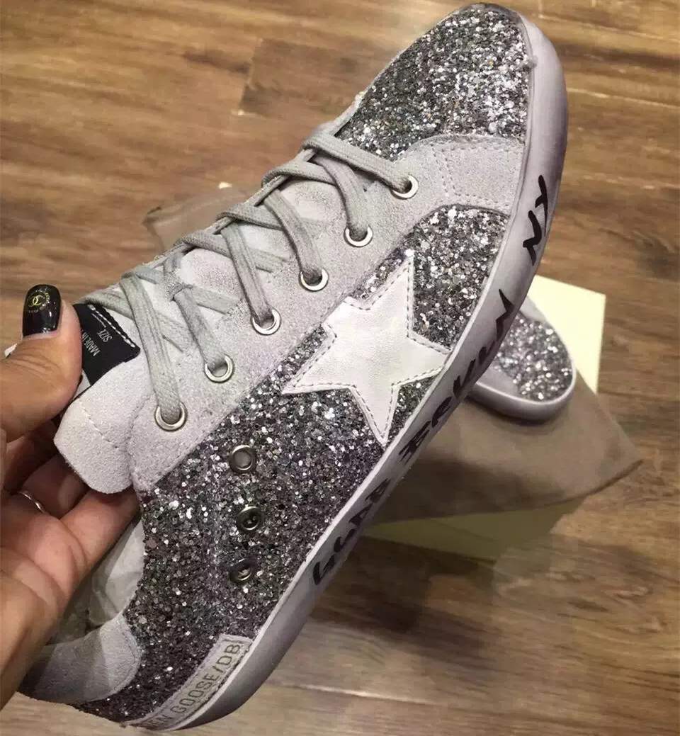 golden goose silver glitter superstar sneakers