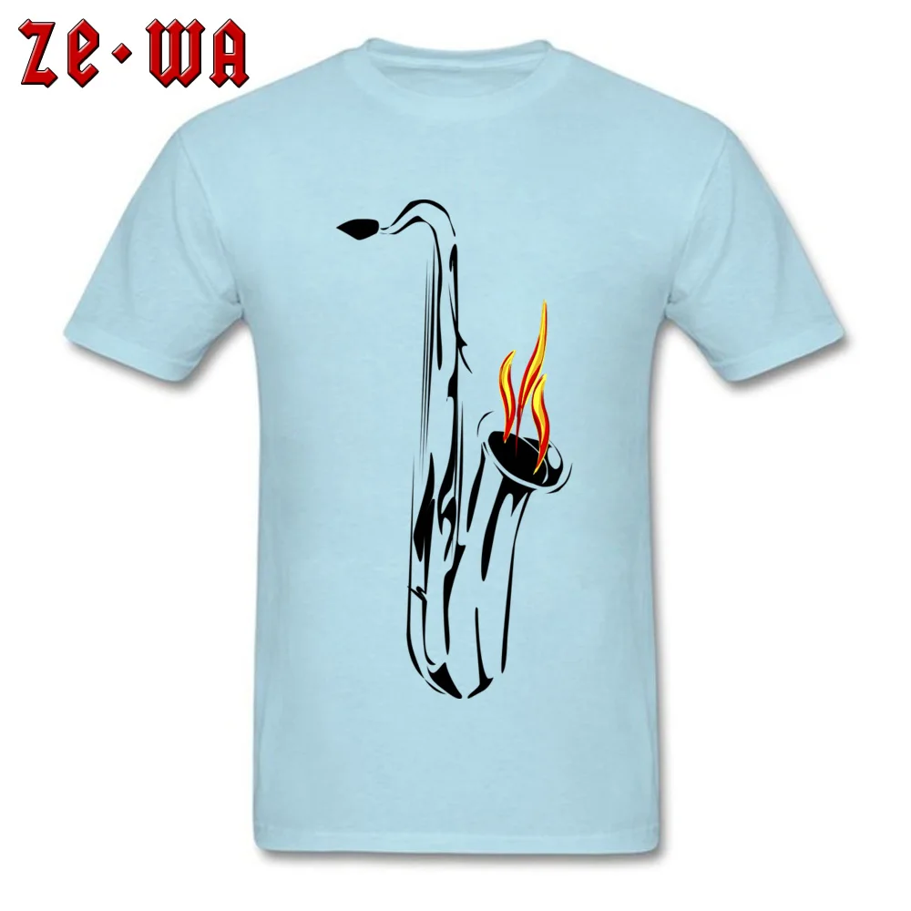 Saxophone Cotton Fabric Male Short Sleeve Tops Shirts Summer VALENTINE DAY T-Shirt Unique Sweatshirts 2018 Hot Sale Round Neck Saxophone light