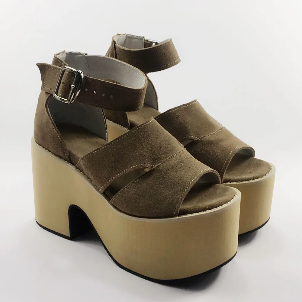Occasionnels Véritable Sangle Lolita Sandales Ouvert Piscine Boucle Plate Bouche Cuir forme Chaussures Bout Femmes D'été Haute À q5tA11