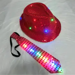 Взрослых Размеры 58 см Блёстки партии мигающий Hat Light Up Fedora Шапки для вечеринки Танцы ночных событий