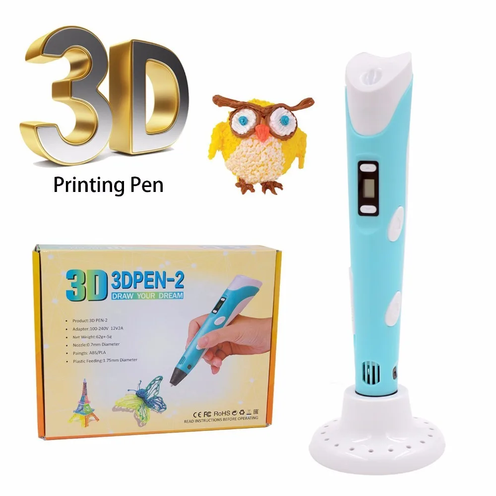 

Original Brand 3D printing pen 1.75mm ABS Smart 3d drawing pens+Free Filament+transparent PC soft drawing board for the Kid gift