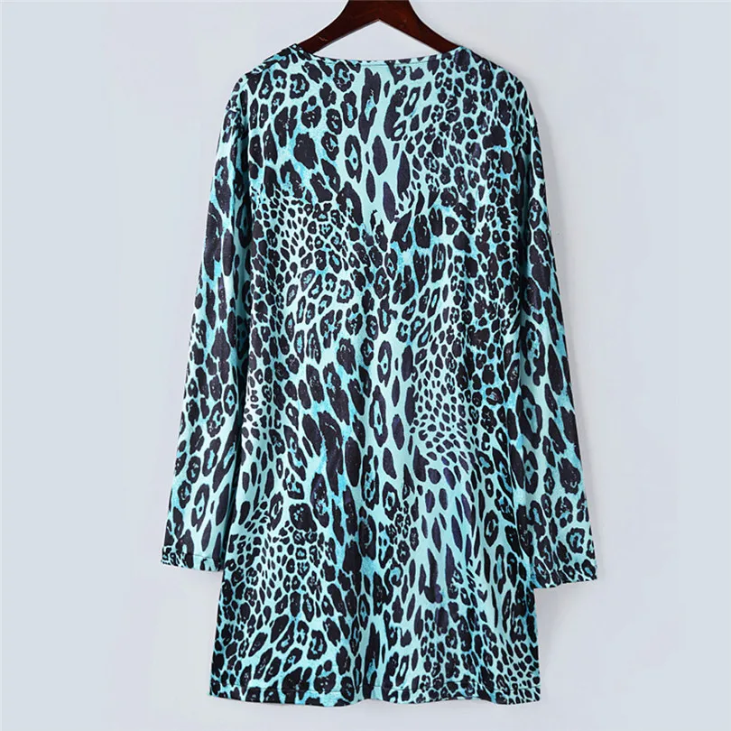  Fashion Womens Autumn Winter Casual Long Sleeve Leopard Print Fashion Coat Bllouse T-Shirt Tops Long coat New Arrival#4F01 (15)