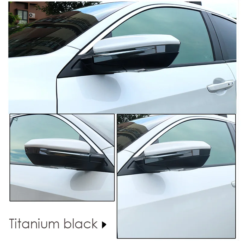 Auto Car Styling Stainless Steel Rearview Mirror Trims Stickers For Honda Civic 10th Civic Accessories - Название цвета: Black