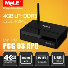 Lüfterloses Windows 10 Mini PC Desktop MeLE PCG03 Apo 4 GB 32 GB Intel Apollo See Celeron N3450 4 Karat HDMI VGA USB3.0 M.2 SSD LAN WiFi