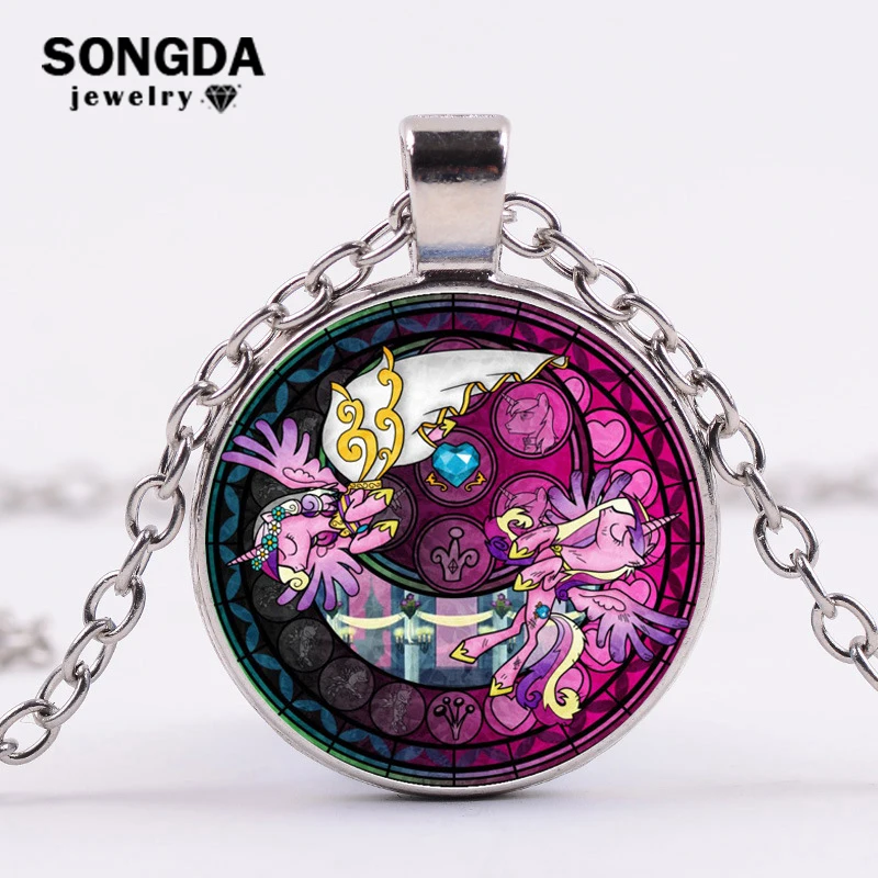 

SONGDA 2018 Fashion My Little Ponies Necklace Magic Rainbow Horse Baby Girls Long Chain Necklace Birthday Gifts Anime Jewelry