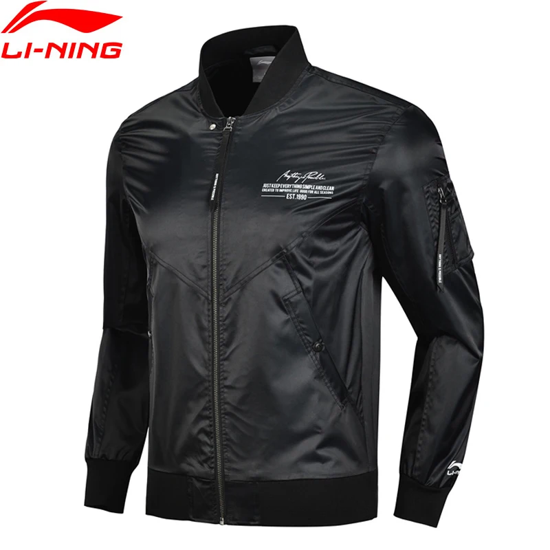 Skup Li ning mężczyźni Trend kurtka sportowa regularny krój 100% poliester Zipper zamknięcie LiNing sportowe płaszcze AJDN151 MWJ2571