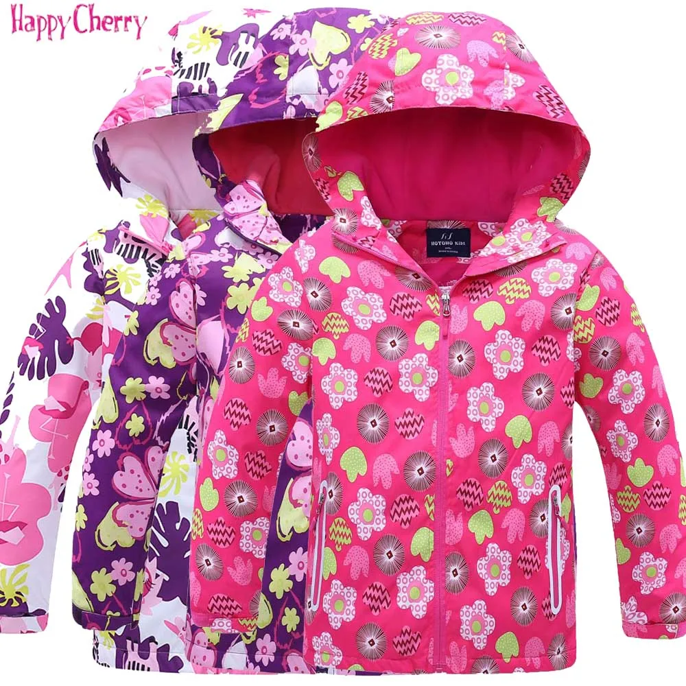 

New Autumn and Spring Children Jacket Windbreakers With Fleece For Girls Kids Warm Teenage Hooded Coat Kids Water Proof Clothes