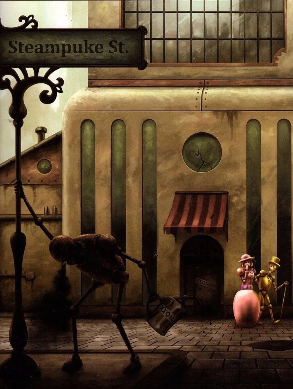 

steampunk bar scene on steampuke st longest side Wall Sticker Home Decoration Silk Art Poster