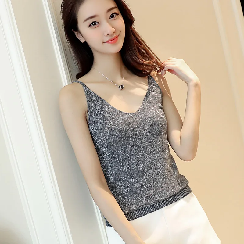 

Spring Shoulder Top Women Crop Tops Summer Clothes Cotton Tank Tops 7 colors