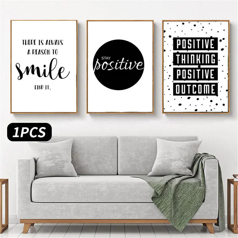 

Nordic Black White motto Unframed Oil Painting Durable Creative Canvas Print Picture Painting Posters Canvas Painting