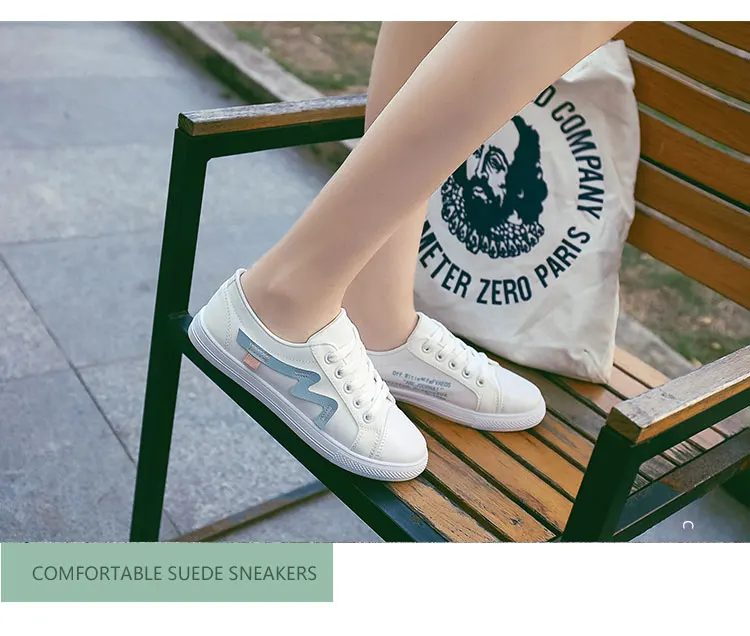 111-2. Women Casual Shoes 2018 Spring Autumn Canvas Women Shoes Fashion Lace-Up Women Flats Breathable White Women Sneakers