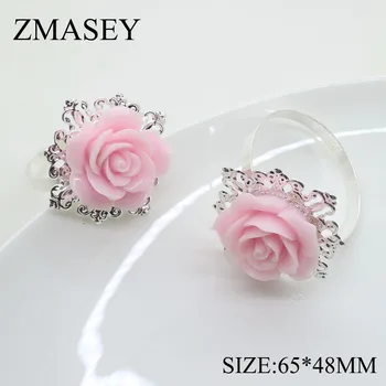 

Napkin Decoration, 4/6 Pcs, Pink Resin Napkin Ring，Buckles，Birthday Party Wedding Decoration, Table decoration