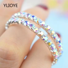 Ylioye 2019ビッグサークルフープイヤリングクリスタルラインストーン100% シルバーメッキ女性のファッションジュエリーウェディングパーティーギフト(China)