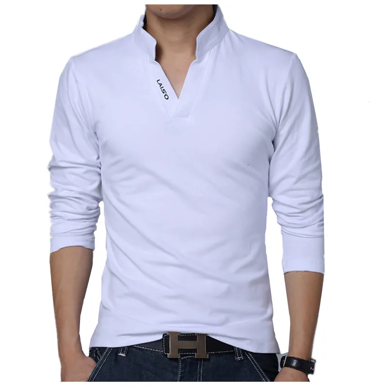 mens white polo shirt long sleeve