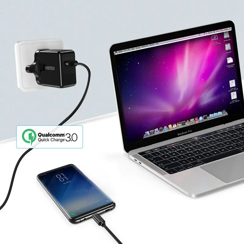 Choetech Quick Charge 3,0 18 Вт Usb настенное зарядное устройство для Iphone Xr Xs X 8 8 Plus, зарядное устройство для мобильного телефона Galaxy S9 Plus Note8(Eu Pl