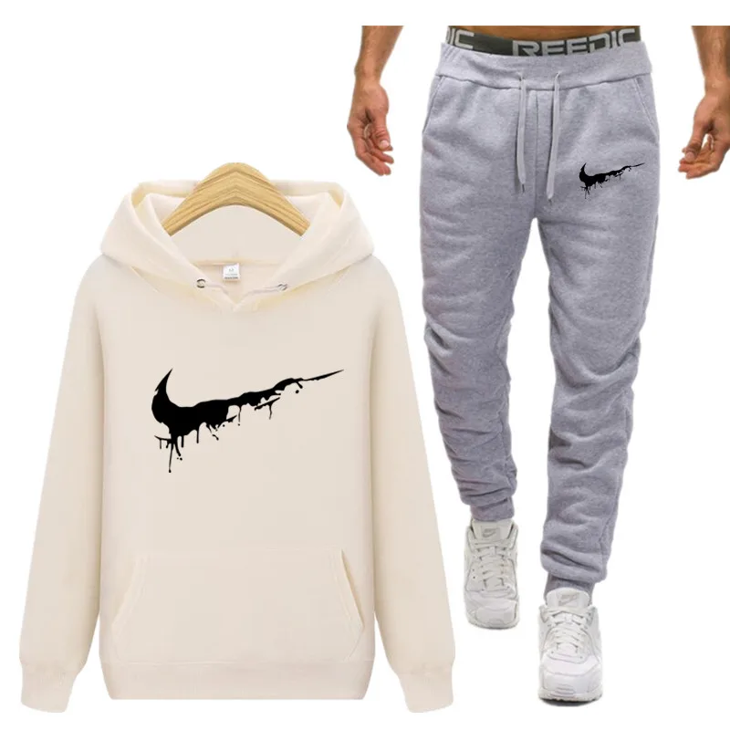 

2019 New Tracksuit Men Hoodies Sweatshirts+Sweatpants brand design Hoodie Men/Women Casual Harajuku Warm Fleece Hooded Pullovers